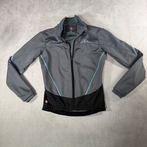 Castelli Windstopper Cycling Jacket Gray Black Turquoise Full Zip Womens Medium